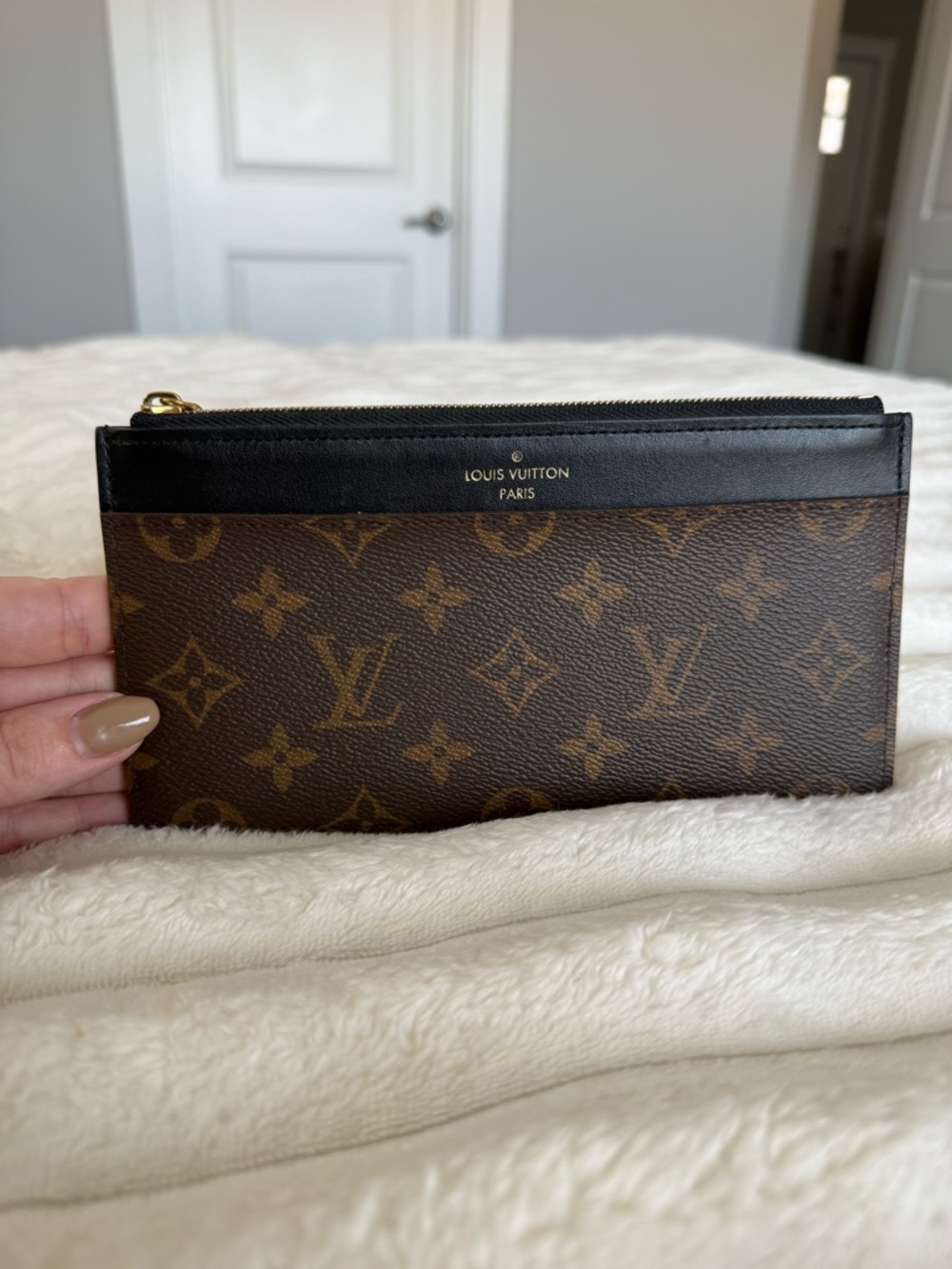 Louis Vuitton Monogram Slim Pouch in Brown and Black